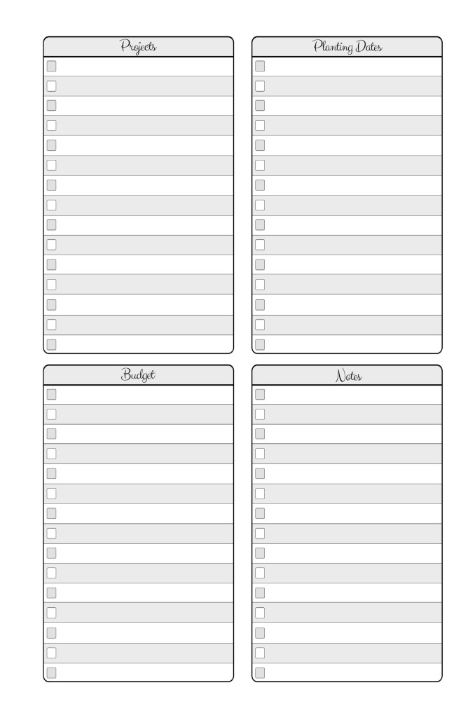 Monthly project planner
